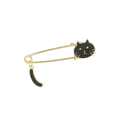 Black Cat Safety Pin Brooch – Trendy Kitty Accessory