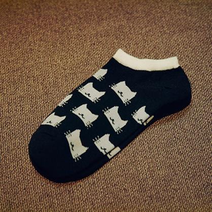 Black Cat Silhouette Ankle Socks – Casual Women’s Cotton Socks