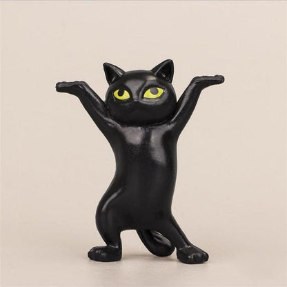 Black Dancing Cat Figurine – Fun Standing Design