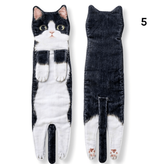 Black & White Cat Bath Towel – Full Length Design