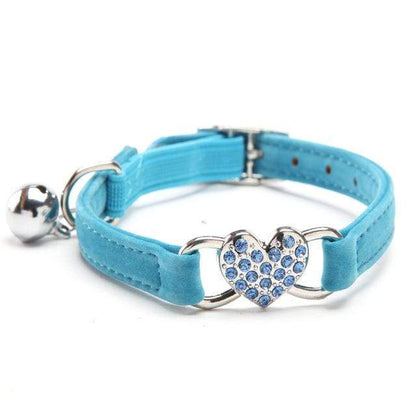 Blue Safety Cat Collar with Heart Pendant