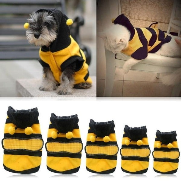 Bumble Bee Pet Costume, bumble bee dog costume bumble bee costume Bee Pet Puppy Coat Apparel Outfit Fleece Clothes Dog Cat Hoodie Fancy Costume Dog Clothes for Small Dogs