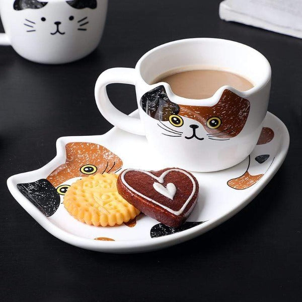 Cat Ceramics Plate & Cup Set