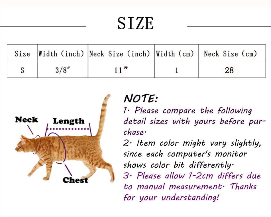 Cat Collar Size Guide – Length & Width Details