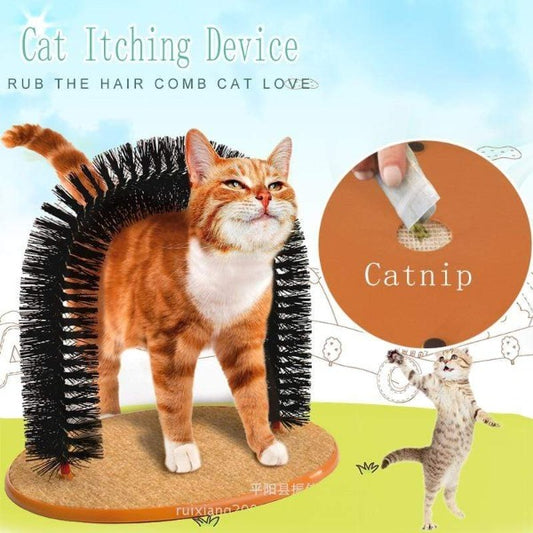  Self-grooming Brush ,Soft Arch Scratcher & Massager for Cats  Comfortable Arch Cats Massager Pet Cat Itching Grooming Supplies Round Fleece Base Kitten Toy Scratching Device Brush for Pets