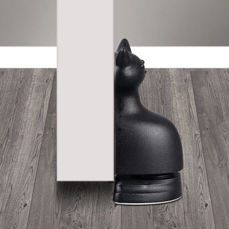 Cat Door Stopper on Wooden Floor – Stable Floor-Mounted Use