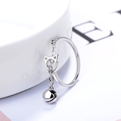 Cat Ear Chain Bell Ring – Side Angle Detail