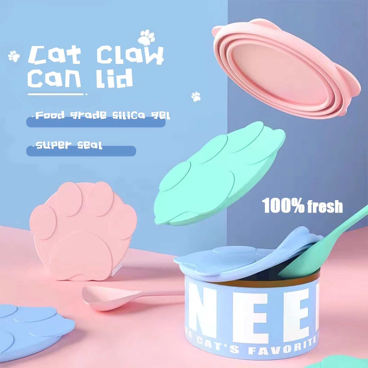 Cat Paw Can Lid Set – Easy Snap-On Sealing Design
