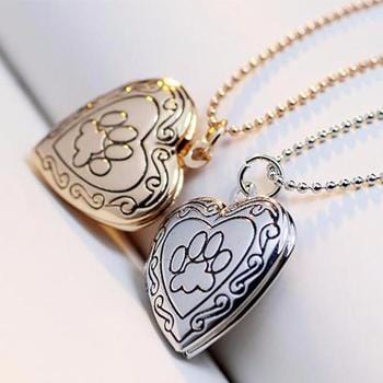 Cat Paw Photo Frame Memory Locket Gold and Silver Display