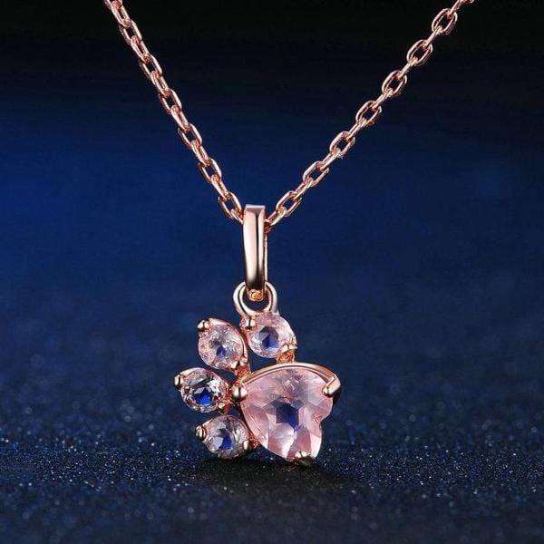 Cat Paw Rose Gold Pendant Necklace Close-Up