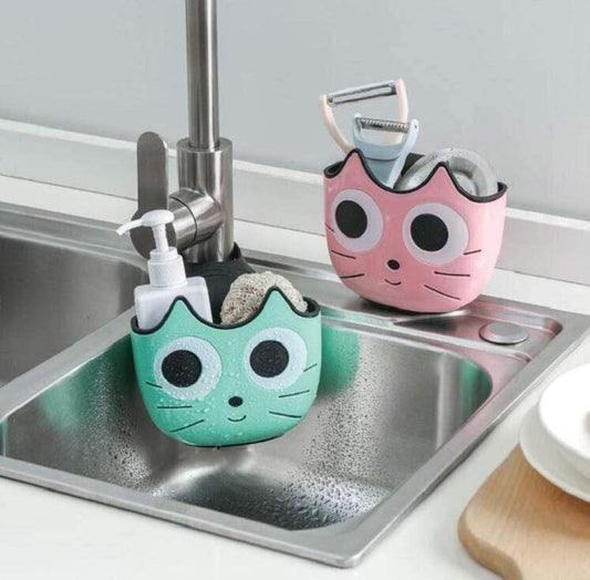 Cute Cat Soap Sponge Drain Rack Cute Cat Shape Sink Shelf Soap Sponge Drain Rack Bathroom Holder Kitchen Storage Suction Cup Kitchen Organizer Sink kitch