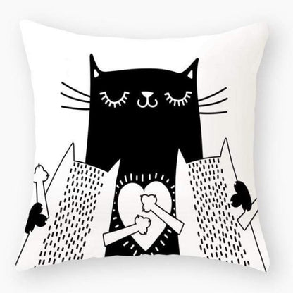  Cat With Heart Cushion Cover – Minimal Cute Art