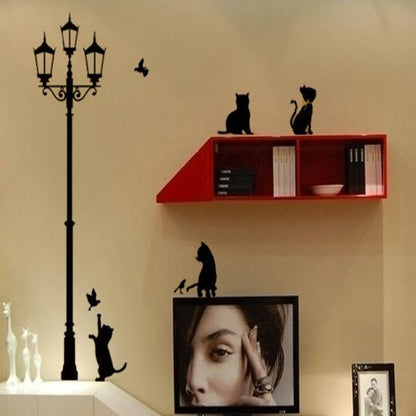 Cats and Birds Wall Sticker in Modern Living Room