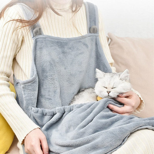 Comfy cat carrier apron Pet Carrier Apron Outdoor Travel Small Cat Dogs Hanging Chest Bag Cat Sleeping Pocket Winter Plush Pets Carrier Pouch