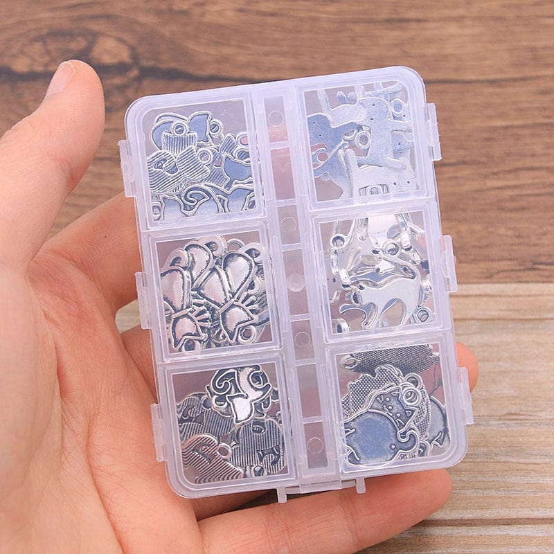 Compact Multi-Compartment Jewelry Charm Storage Case