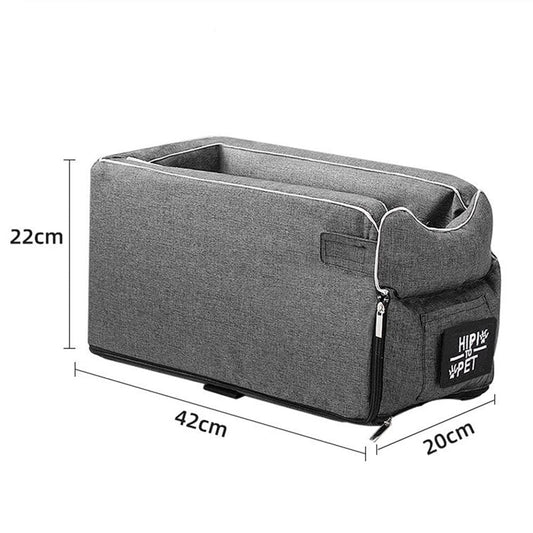 Travel-friendly cat carrier for car with armrest attachment