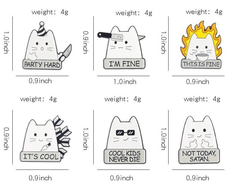 Cool Cat Pin Set – Complete Meme Collection Layout
