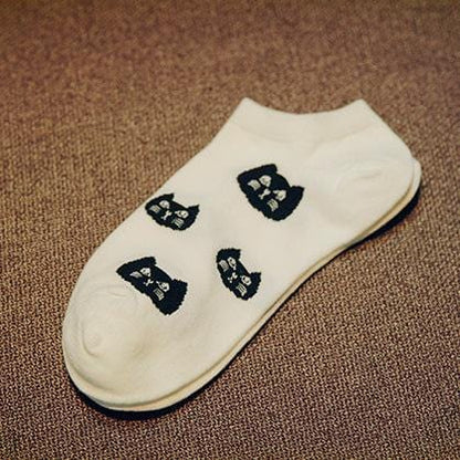 Cream Cat Face Ankle Socks – Cute Breathable Summer Socks