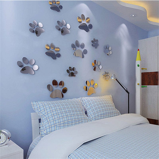 Adorable 3D acrylic paw wall stickers Creative DIY Cat Dog Claw Acrylic Stereo Wall Sticker 3D Crystal Footprint Pet Shop for kids Children Room Kindergarten Bedroom
