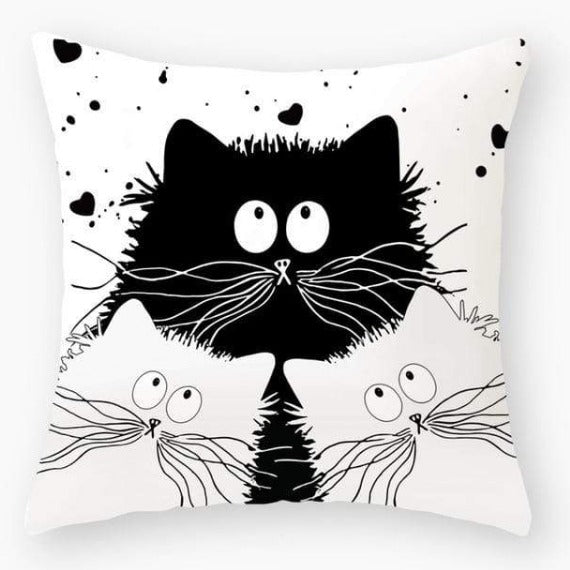 Cute Black Cat Face Cushion Cover