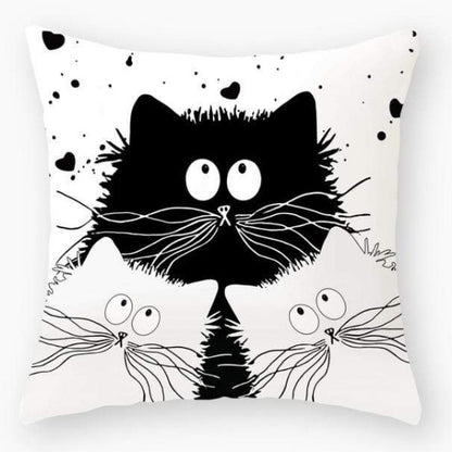 Cute Black Cat Face Cushion Cover