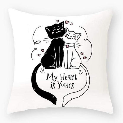 Cute Cat Quote Cushion Cover – “My Heart Is Yours”