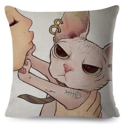 Cartoon Cat Pillow Covers cat decor pillow cover