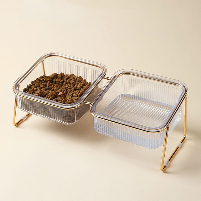 Designer cat feeding bowls that are non-slip and see-through cat food bowl transparent