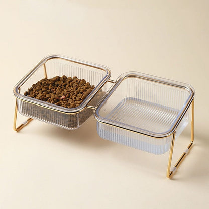 Designer cat feeding bowls that are non-slip and see-through cat food bowl transparent