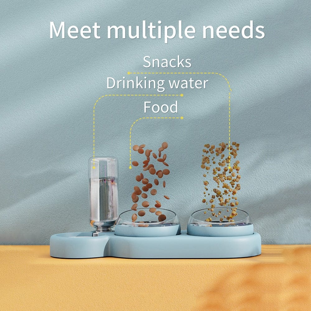 Dry and wet food separation 3-in-1 pet feeding station

