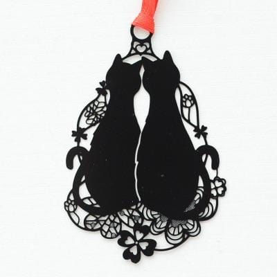 Cat lover's metal bookmark options cute black cat bookmark