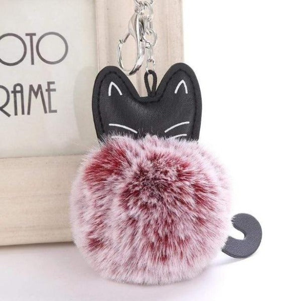 Online Fluffy Cat Key Chain Cute Fur Ball Keychain Cat Soft Pompom Animal Tail Hair Ball Car Keychain Ladies Car Bag Accessories Key Ring Mom Gift Llaveros