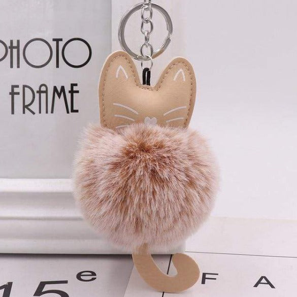 Cat Ear Faux Fur Keychain fluffy key chain for girls