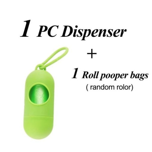 Green Portable Cat Waste Bag Dispenser with Paper Bag Roll