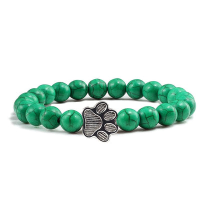 Green Stone Paw Bracelet – Unisex Rope Chain Design