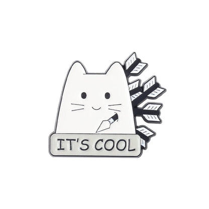 Stylish cat enamel brooches