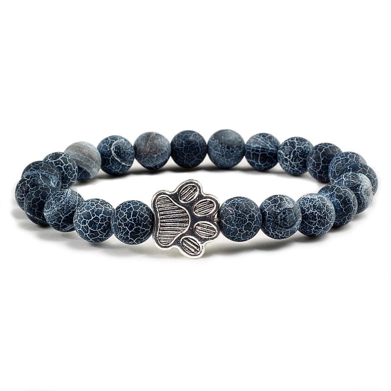 Paw print charm stone wristband