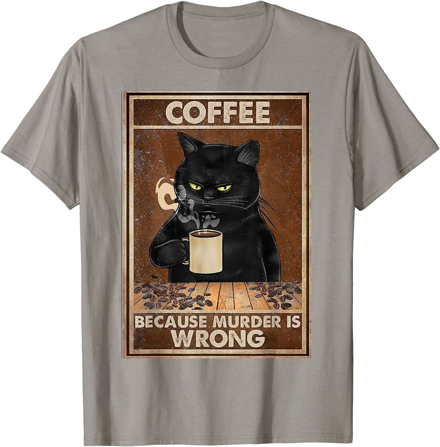 Cat-themed "Black Cat and Coffee" tee in stylish design