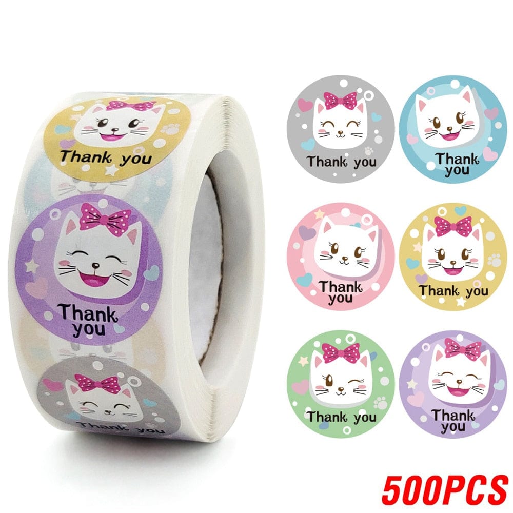 Cat Paw Print Thank You Stickers