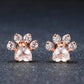 Paw Shaped Stud Earrings with Pink Crystal