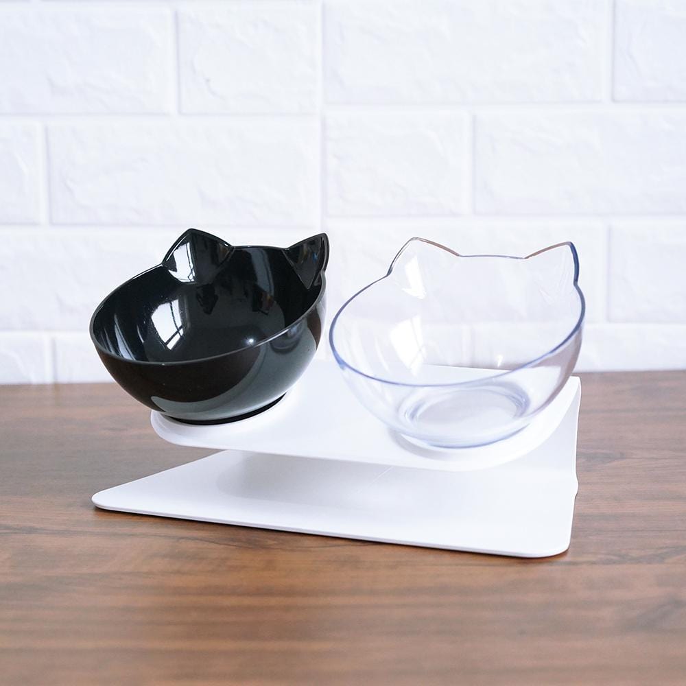 Non-slip Cat Bowls Double Dog Bowl With Raised Stand Pet Food Water Bowls  For Cats Dog Feeder Transparent Cat Bowl Stand 