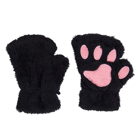 cat paw fingerless gloves