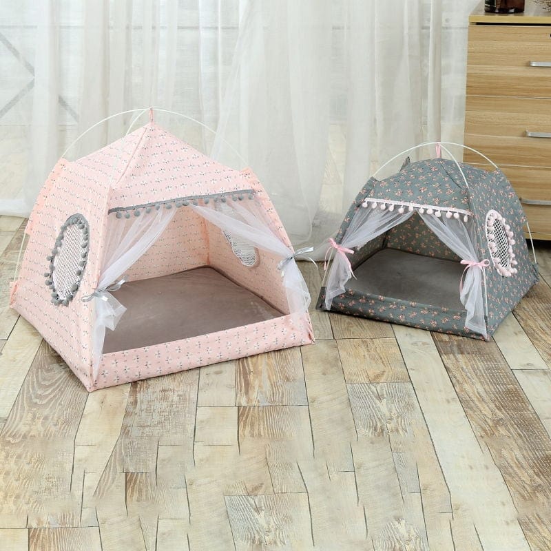 Foldable cat tent house with cozy bed