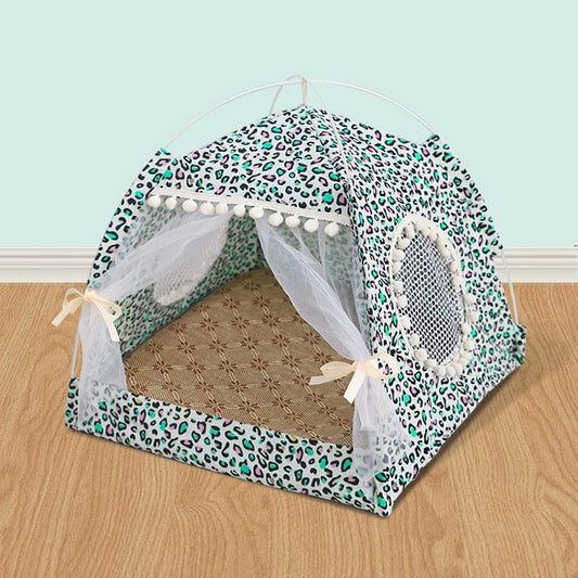 Cat tent house with cozy bed inside house for kittens