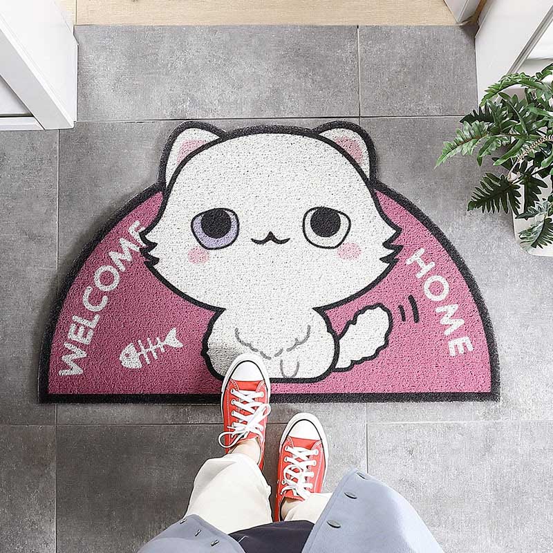 Welcome home cat rug for feline comfort