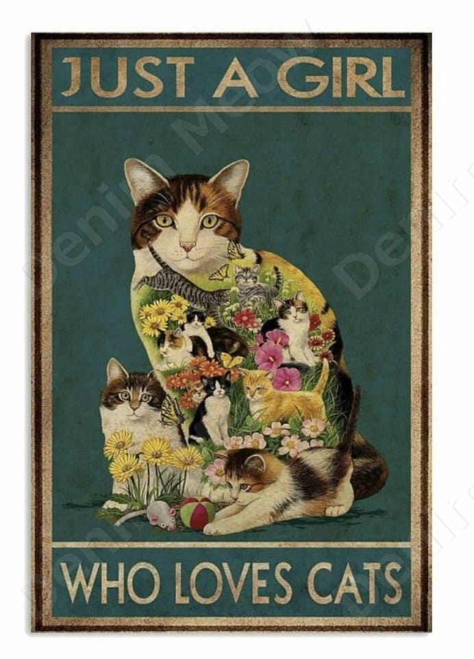 Just a Girl Who Loves Cats Retro Metal Wall Poster