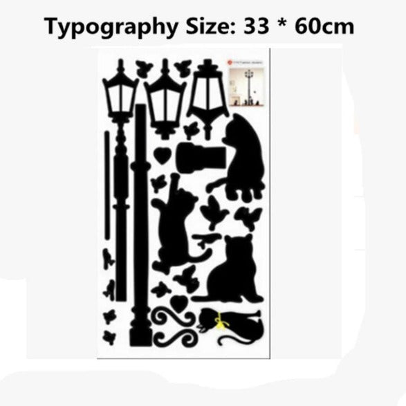 Lamp Cats Wall Sticker Size Guide – 33×60cm Typography Display