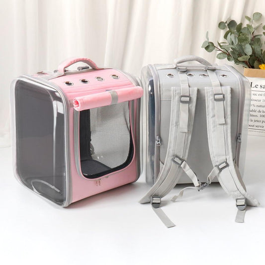 clear cat backpack, best cat backpack, cat backpack for large cats Breathable Cat Backpack Large Capacity Puppy Dog Transparent Carrying Bag Outdoor Travel Portable Pet Carrier Cats Shoulders Bag