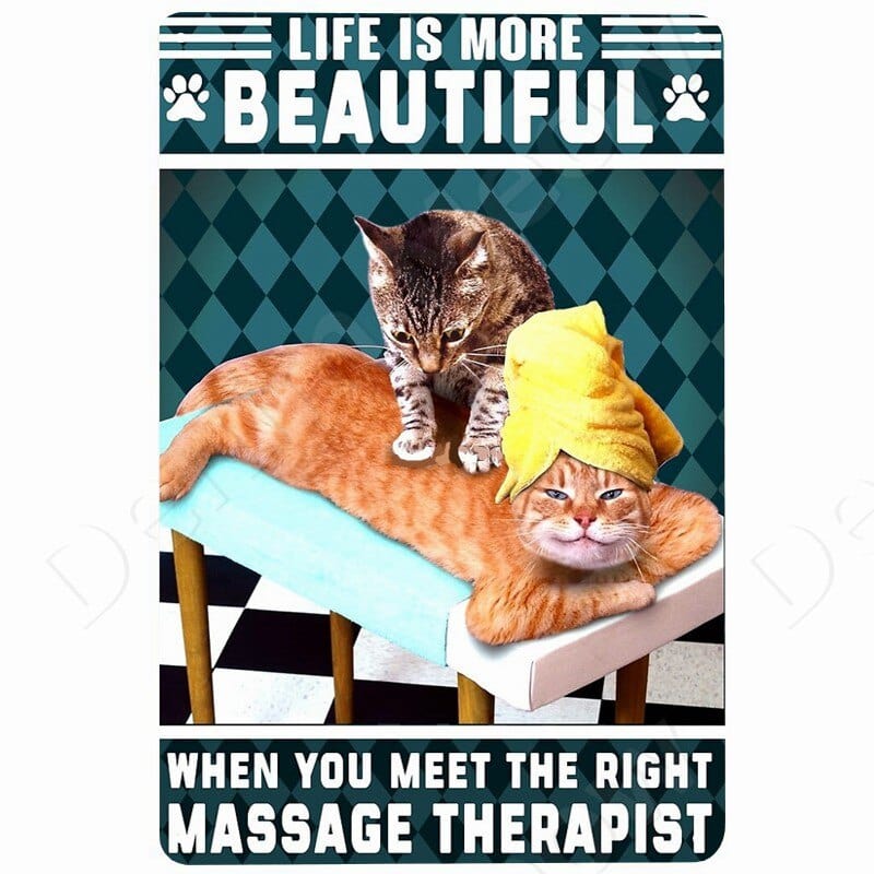 Life Is More Beautiful with a Massage Therapist Cat Vintage Sign