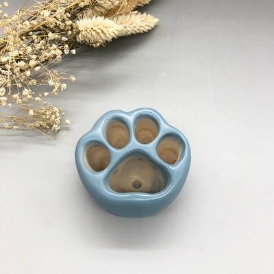 Light Blue Cat Paw Cement Pot – Compact Plant Planter